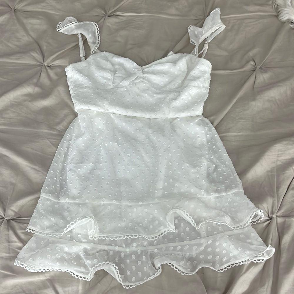 Lucy in the Sky Lace Mini Dress White